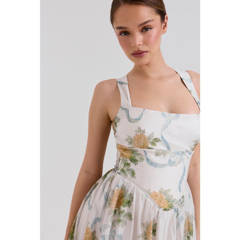 House of CB Minerva Soft Blue Vintage Ribbon Midi Dress - Picture 4 of 4
